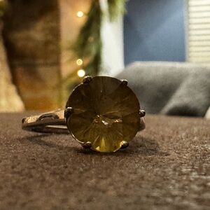 Fancy cut yellow stone ring